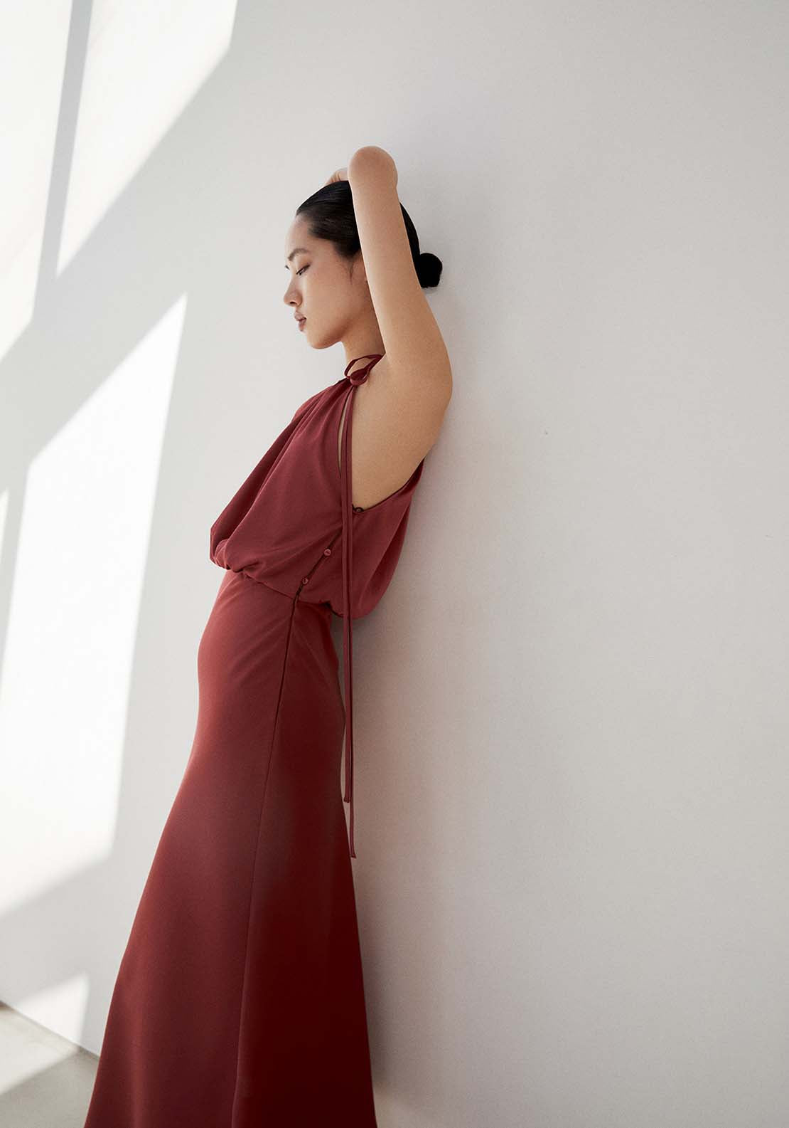 Sfera Plain Asymmetrical Dress - Plum 5 Shaws Department Stores