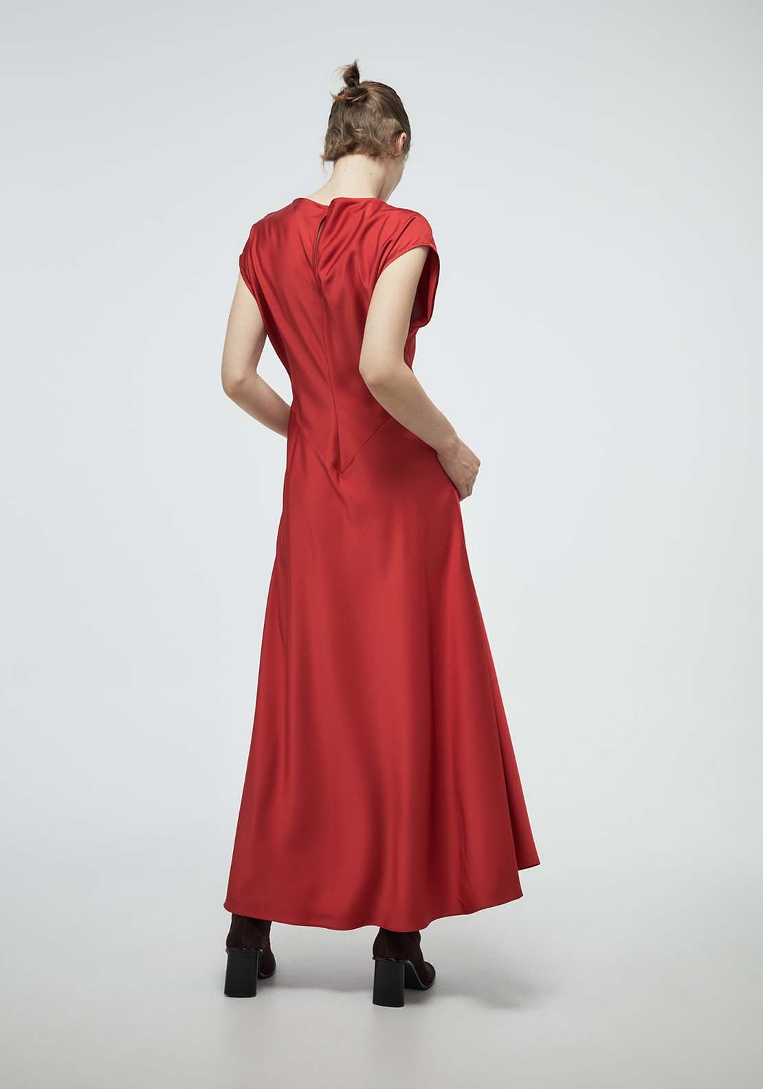 Metallic Adornment Dress - Red