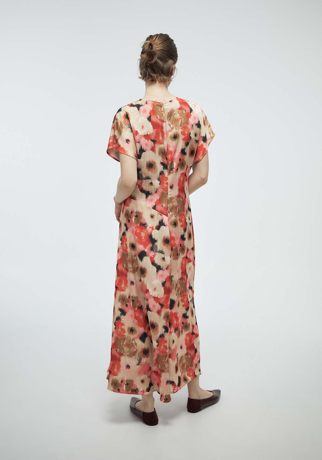 Seams Printed Dress - Red