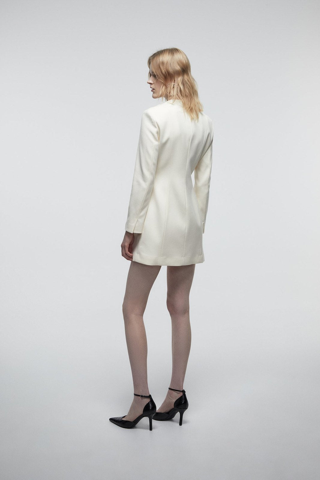 Buttons Mini Dress - Cream