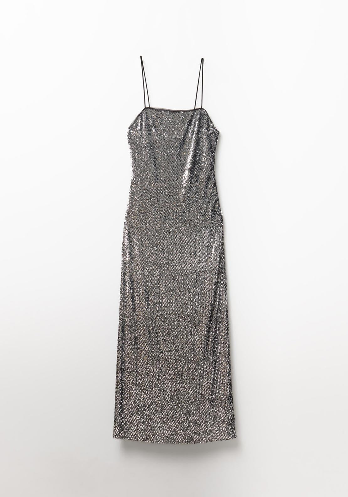 Sequined Long Dress - Silver