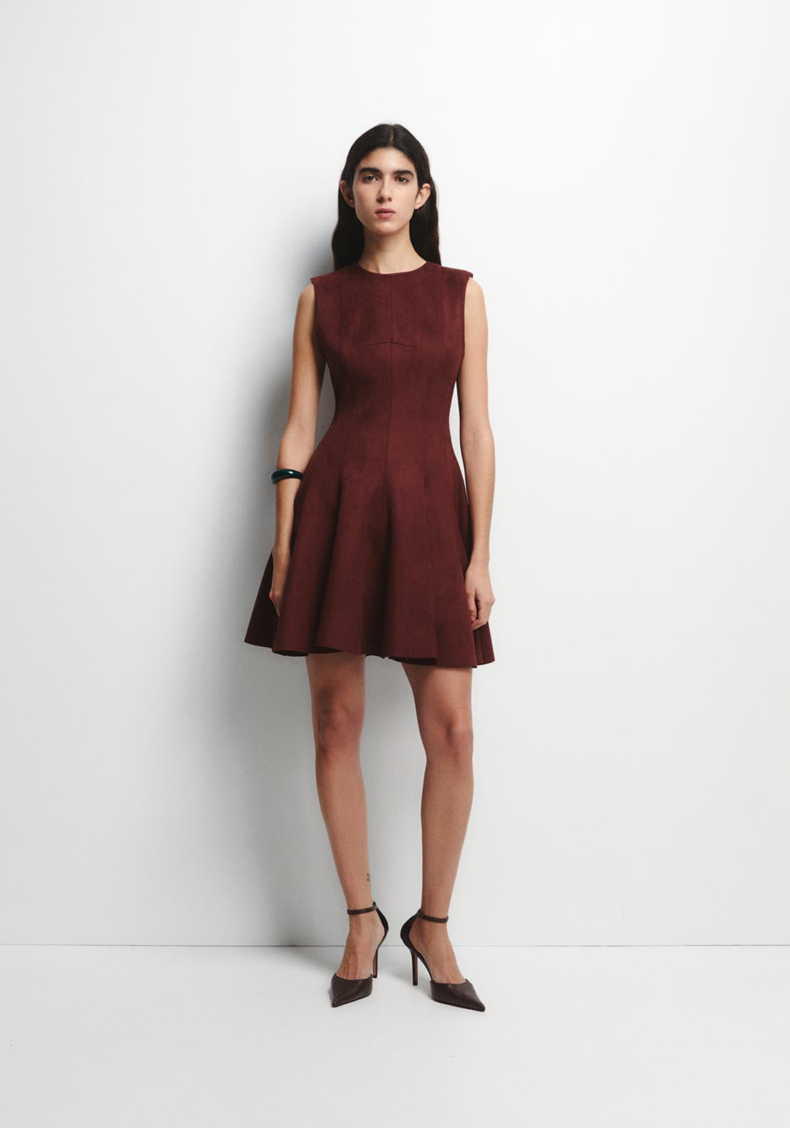 Faux Leather Mini Dress - Red