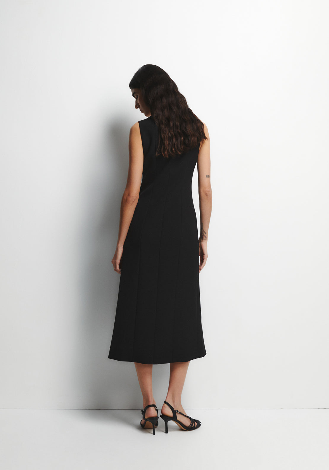 Buttons Midi Dress - Black