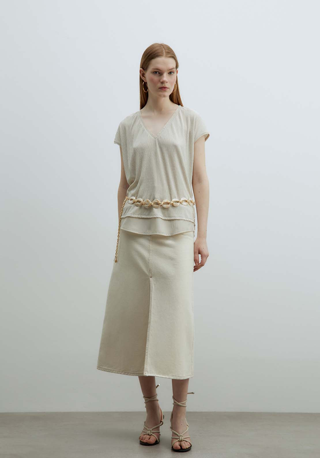 Sfera Shiny top - Ecru 5 Shaws Department Stores