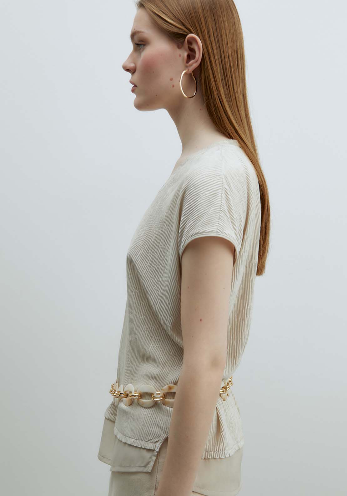 Sfera Shiny top - Ecru 3 Shaws Department Stores