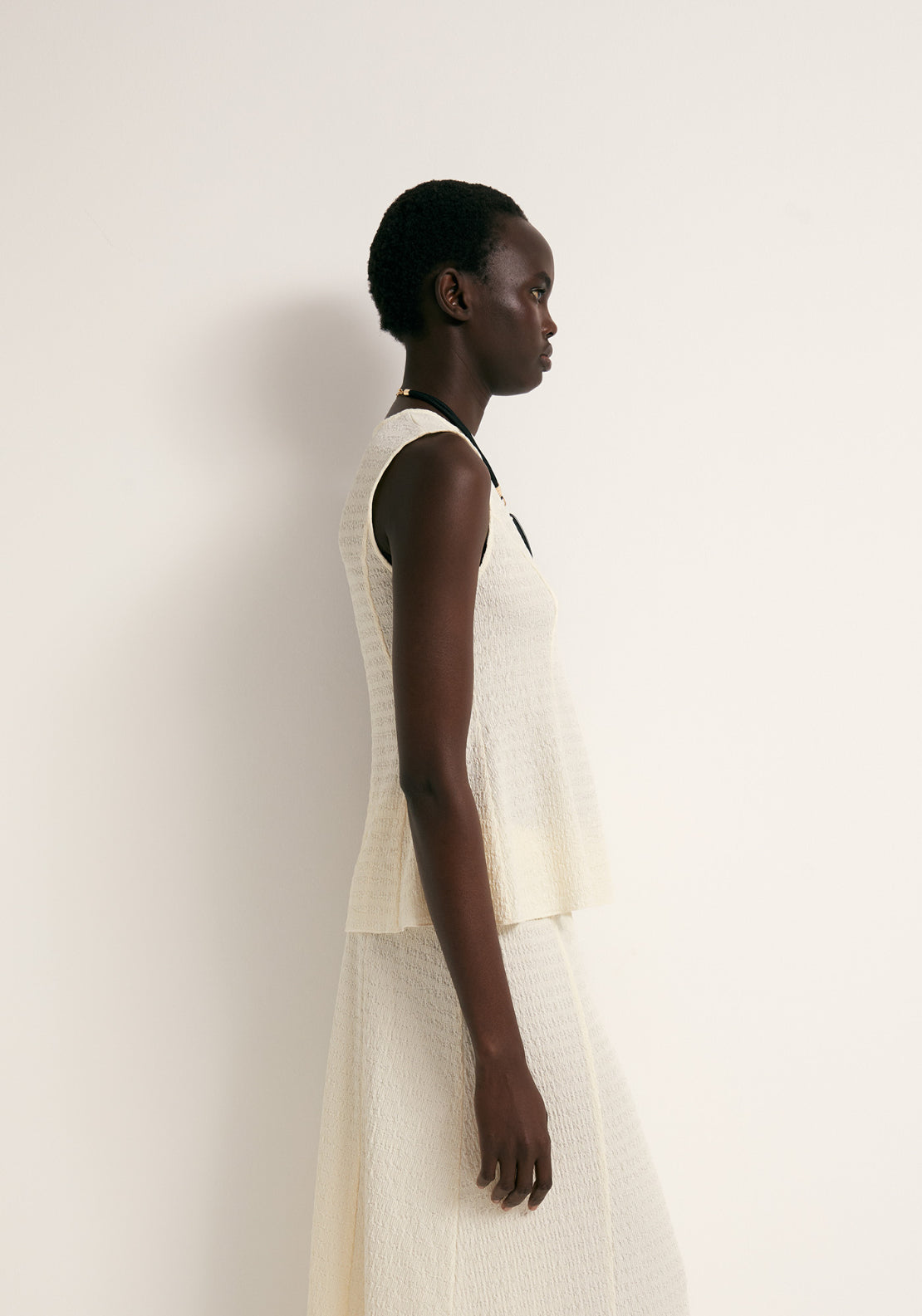 Textured Peplum Top - Cream