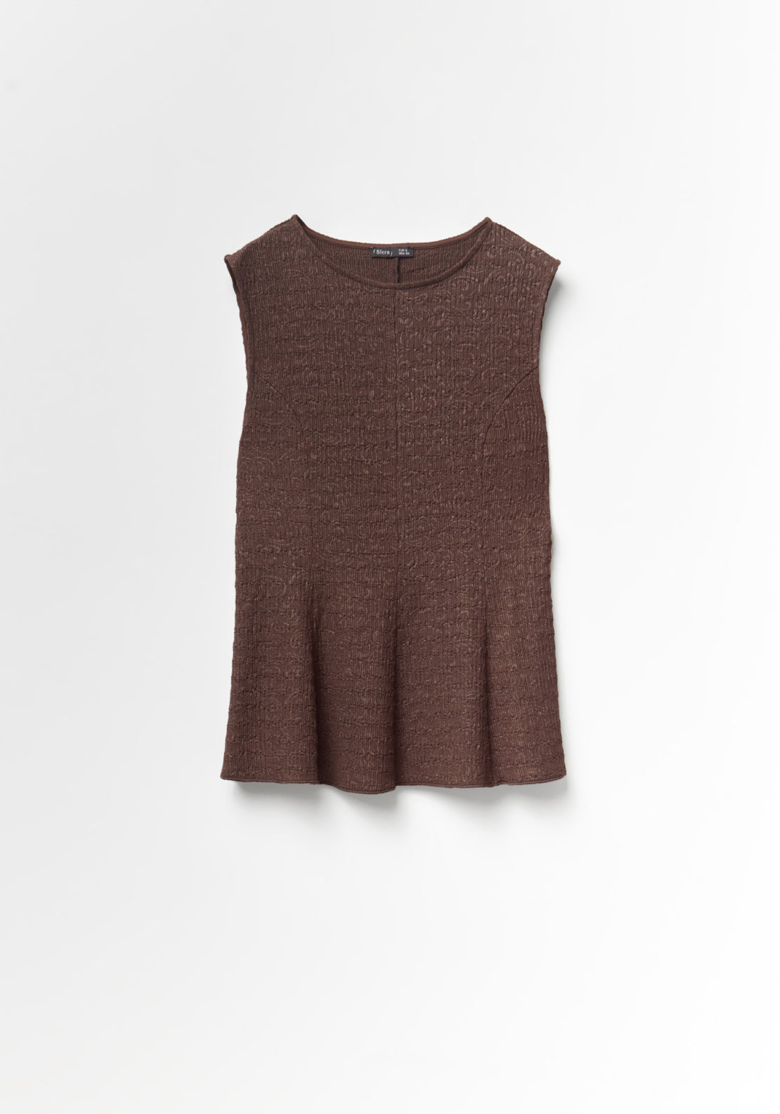 Textured Peplum Top - Brown