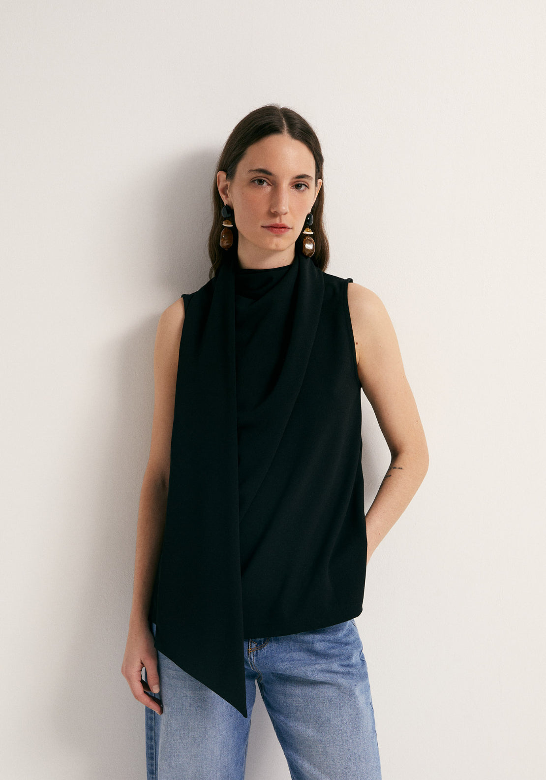 Matching Scarf Top - Black