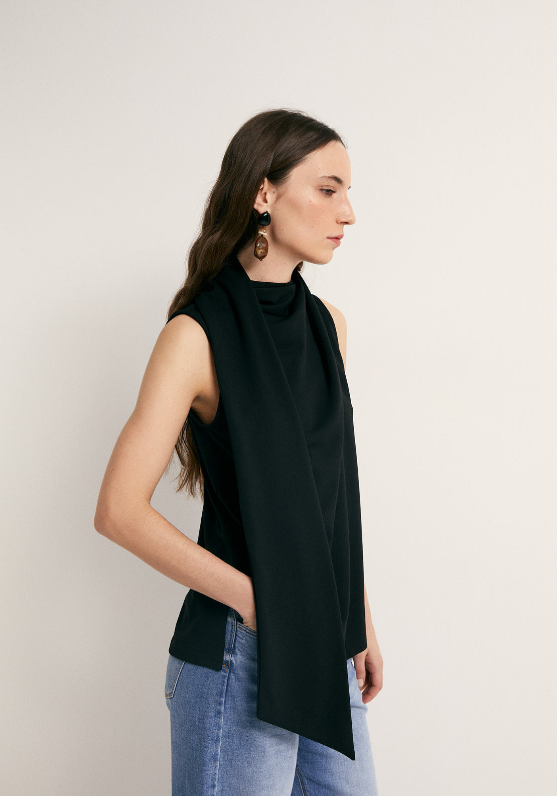 Matching Scarf Top - Black