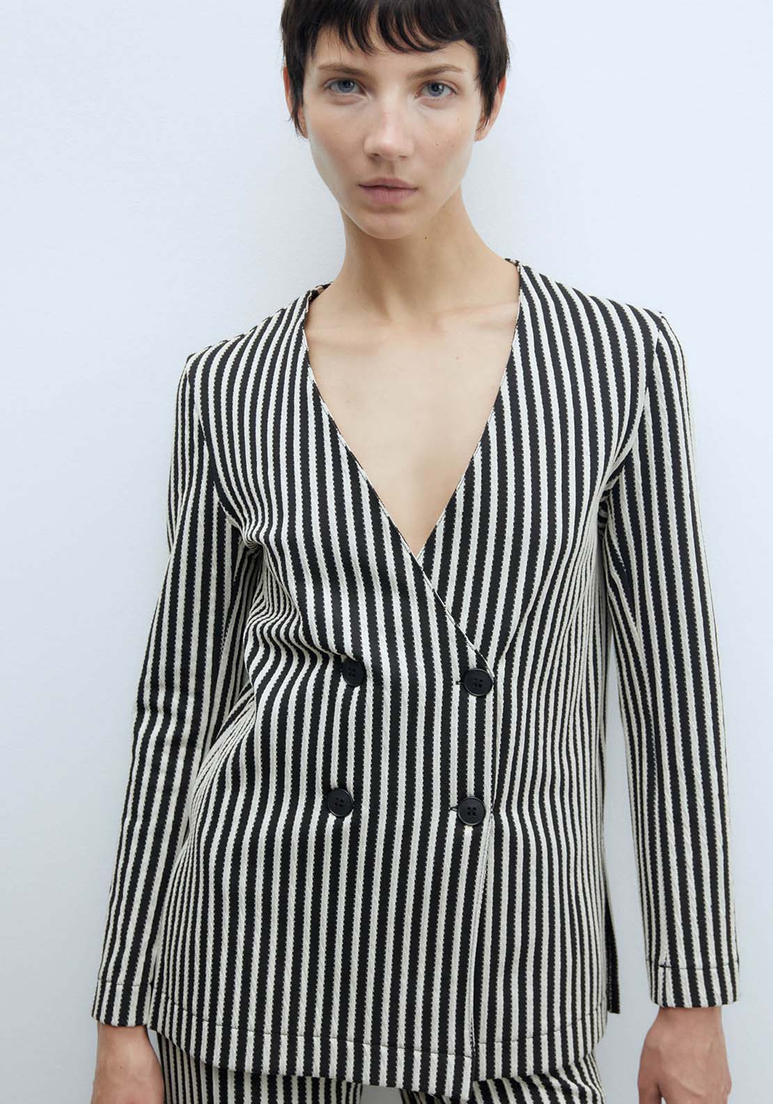 Sfera Striped Jacquard Blazer - Black 1 Shaws Department Stores