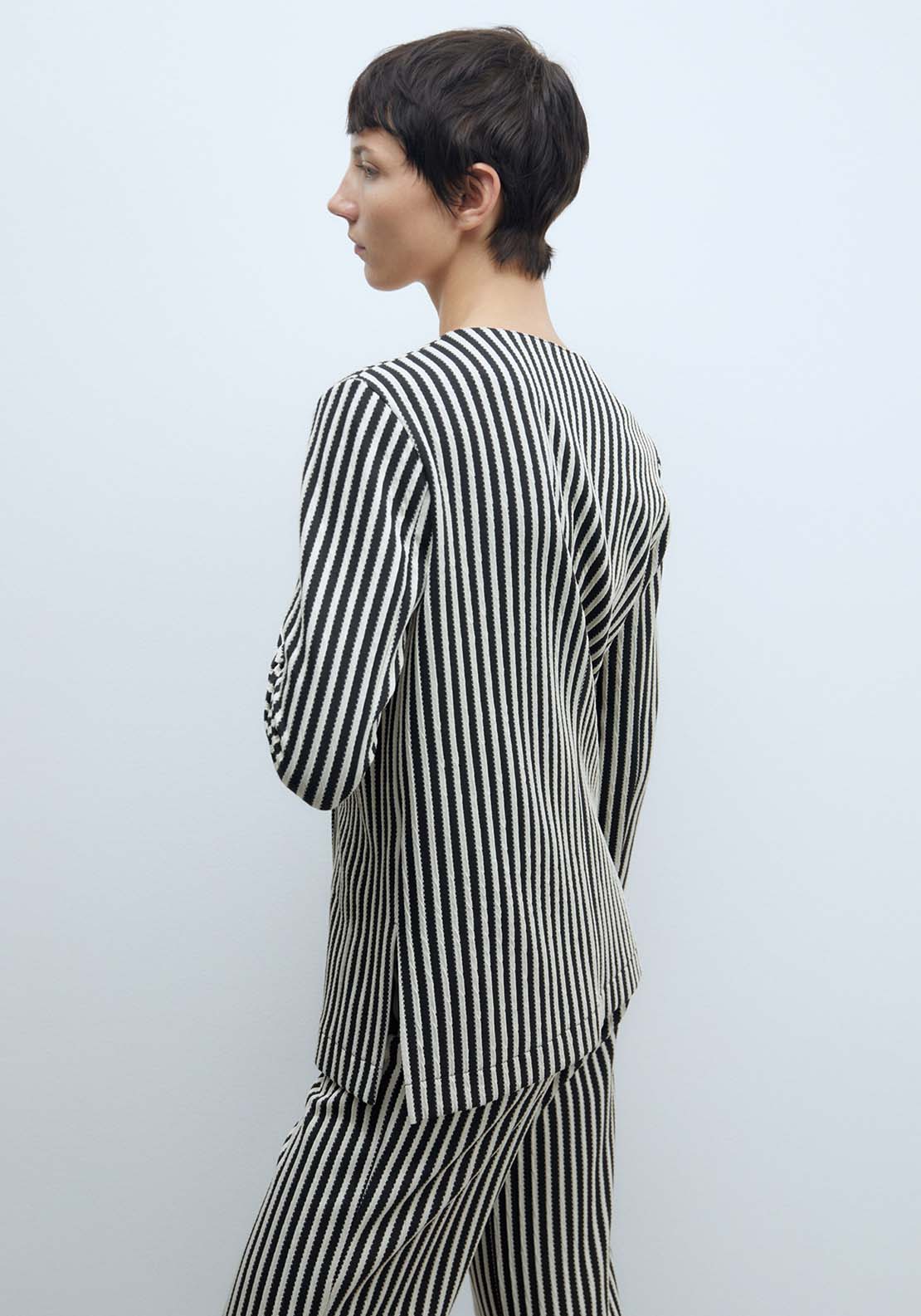 Sfera Striped Jacquard Blazer - Black 3 Shaws Department Stores