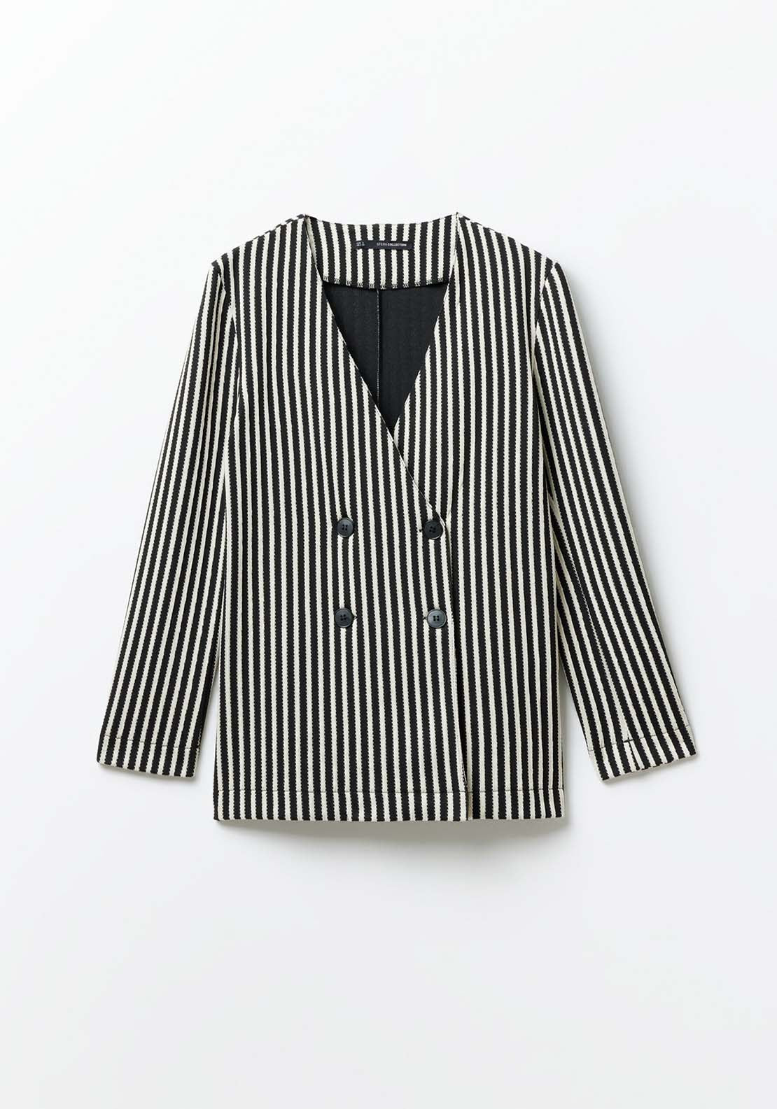 Sfera Striped Jacquard Blazer - Black 7 Shaws Department Stores