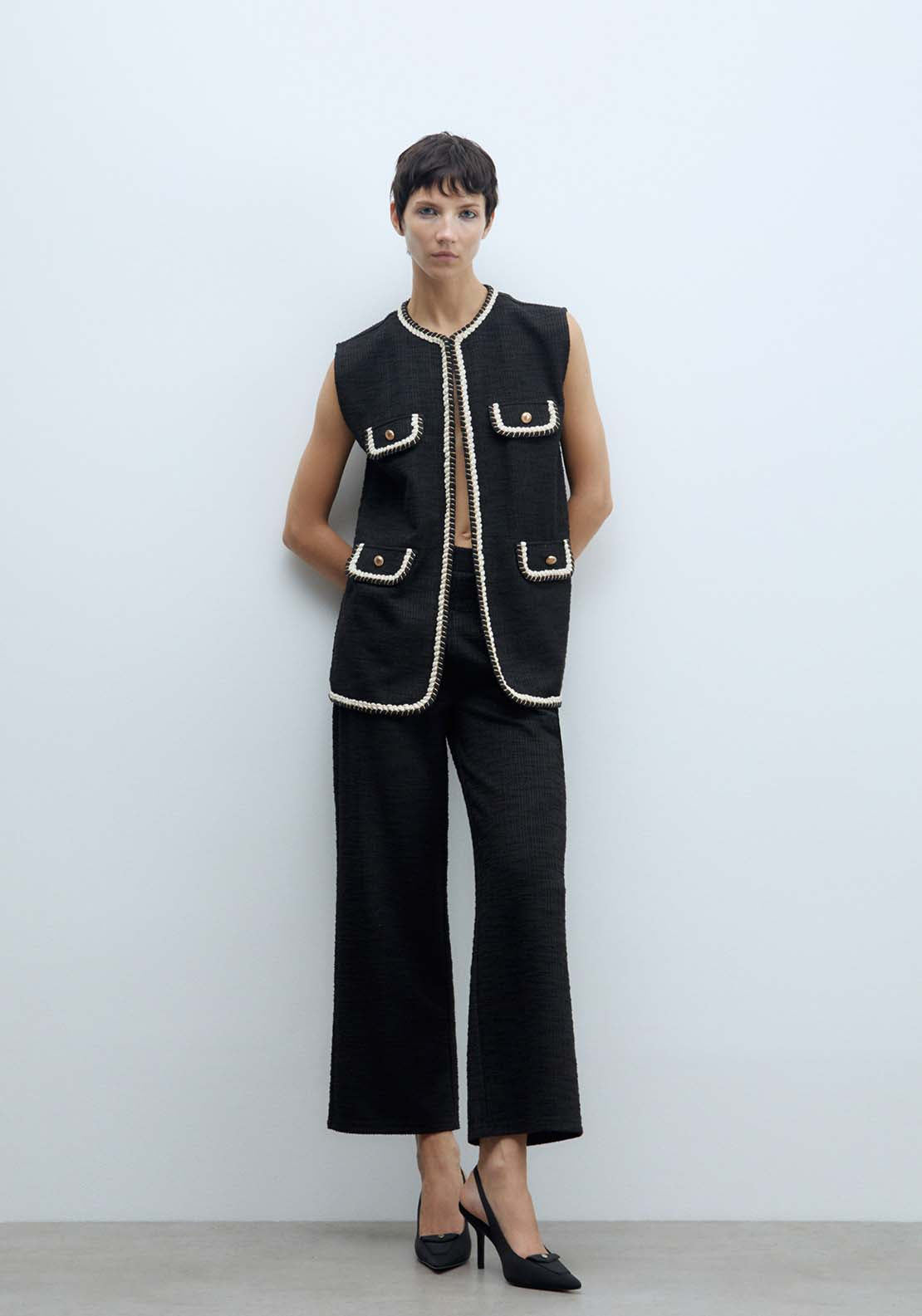 Sfera Textured Waistcoat - Black 6 Shaws Department Stores