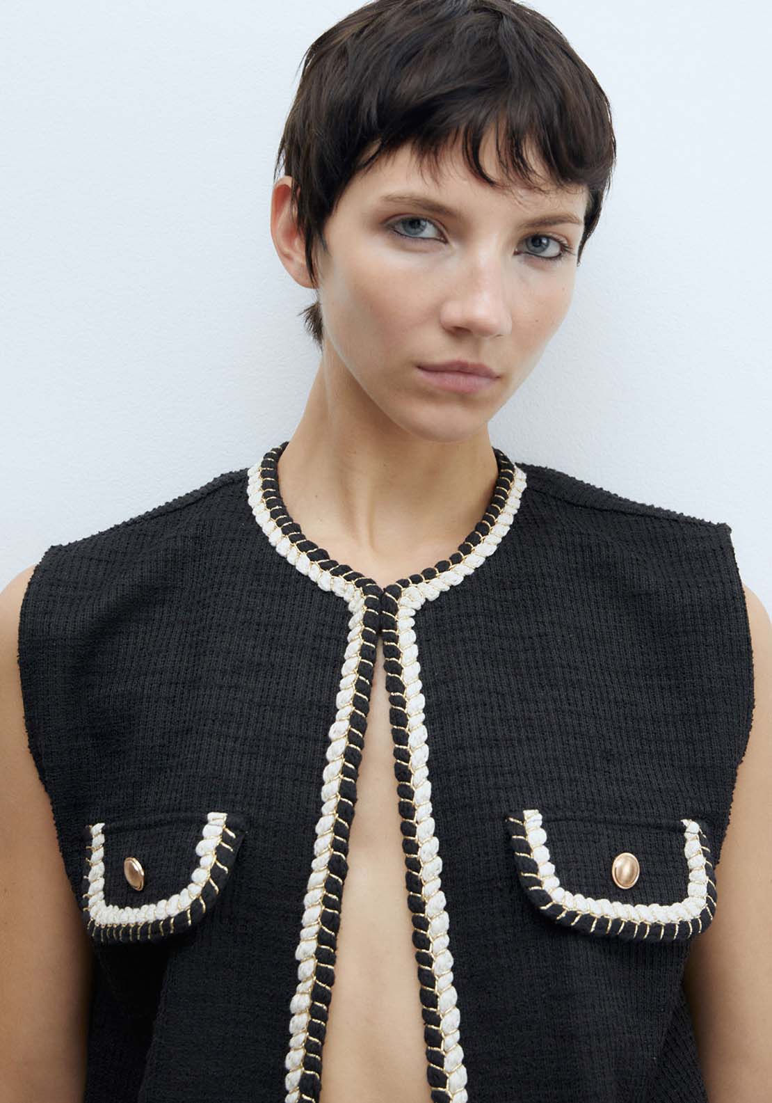 Sfera Textured Waistcoat - Black 3 Shaws Department Stores