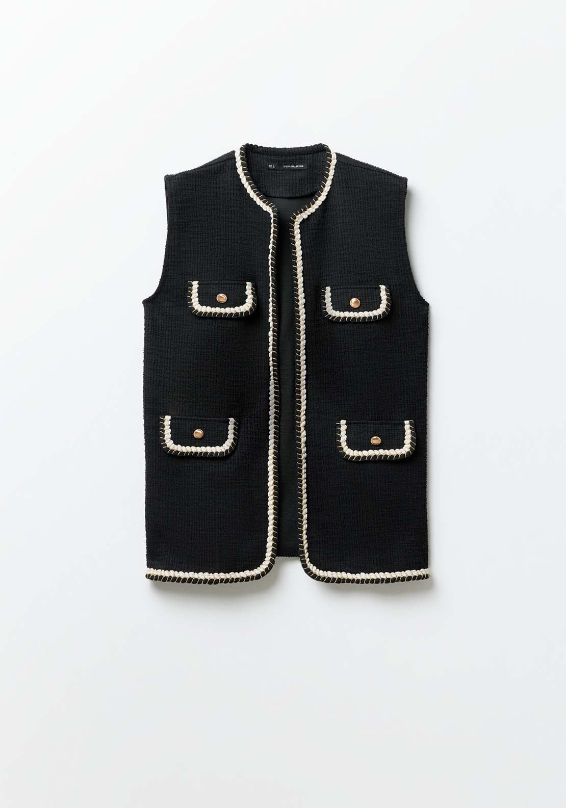 Sfera Textured Waistcoat - Black 7 Shaws Department Stores