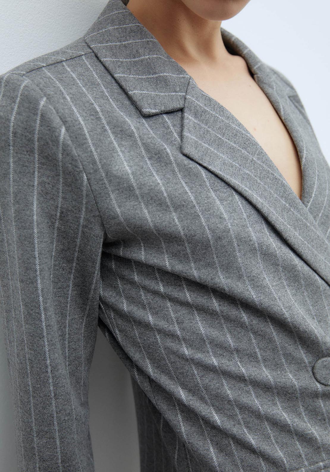 Sfera Soft-touch pinstripe blazer - Light Grey 5 Shaws Department Stores