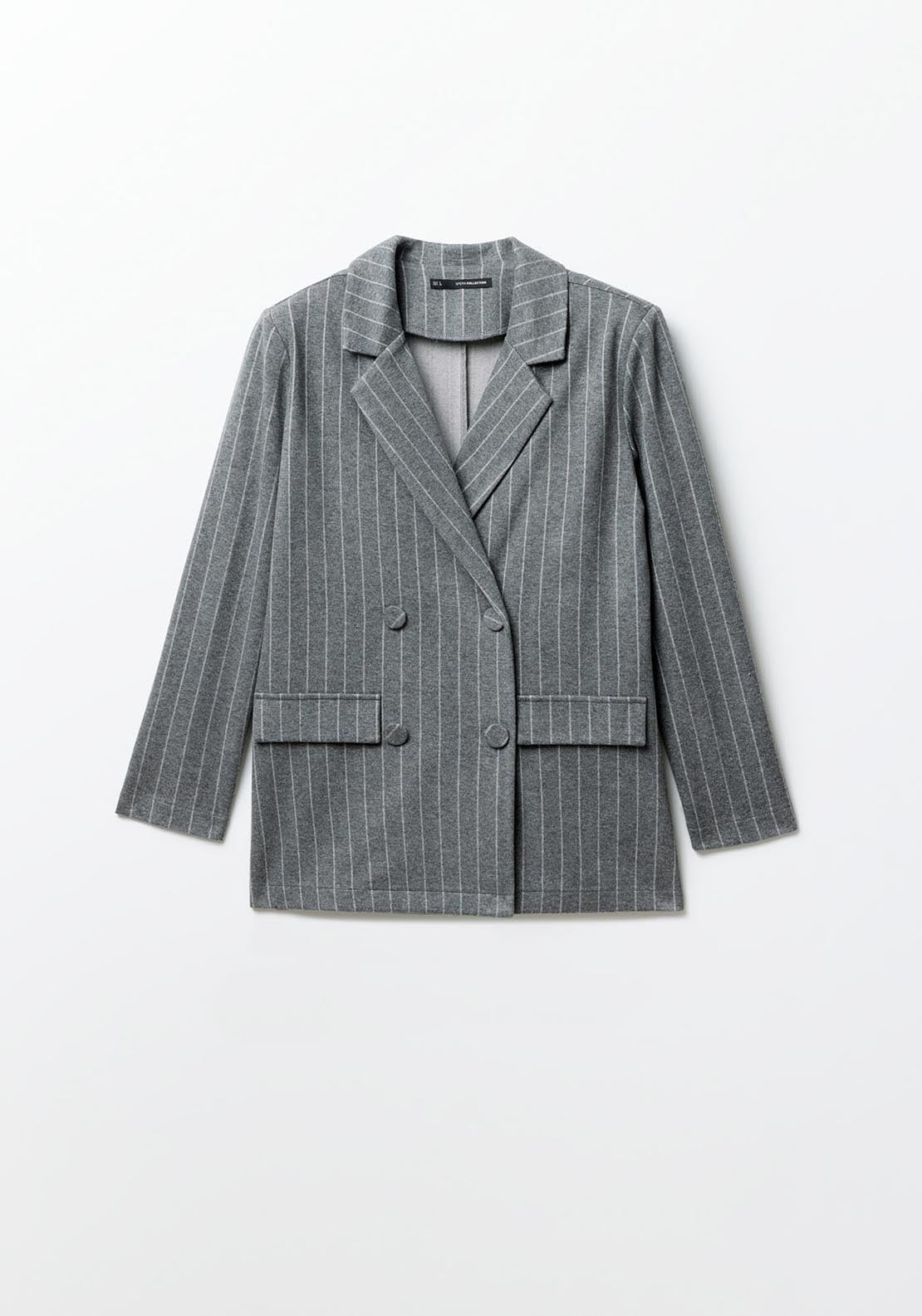 Sfera Soft-touch pinstripe blazer - Light Grey 7 Shaws Department Stores