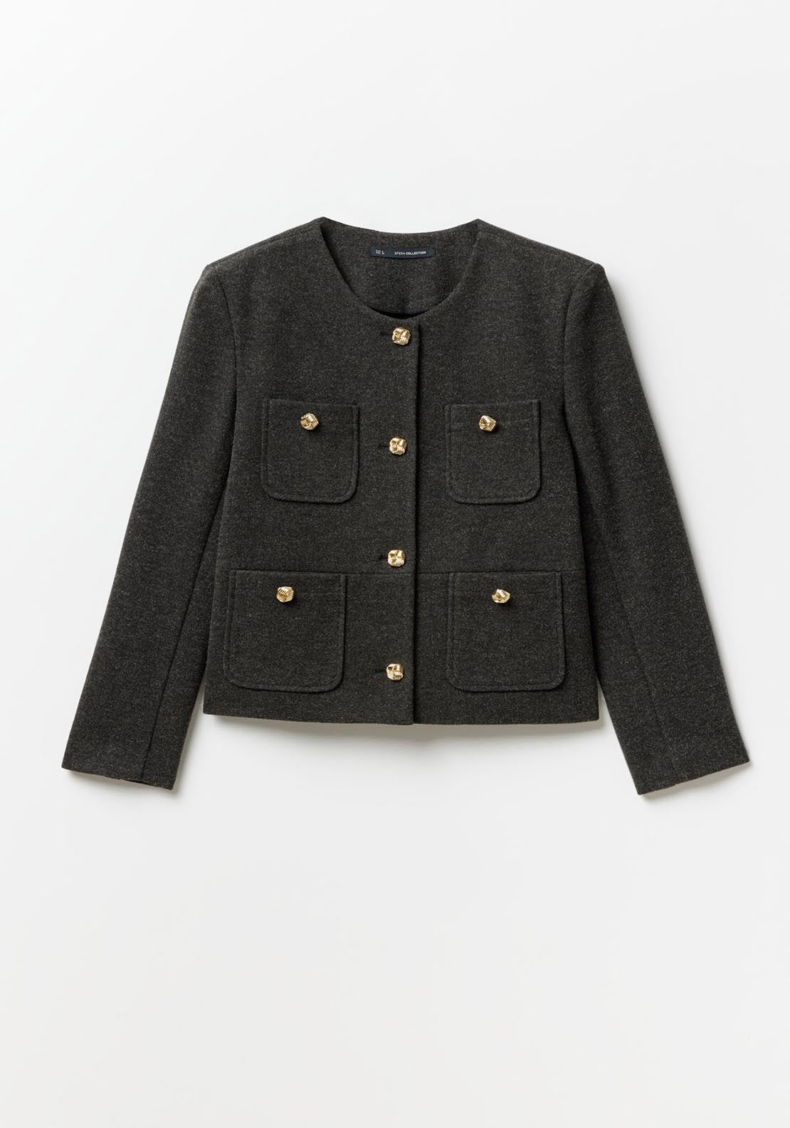 Sfera Buttons soft-touch jacket - Grey Acid 8 Shaws Department Stores