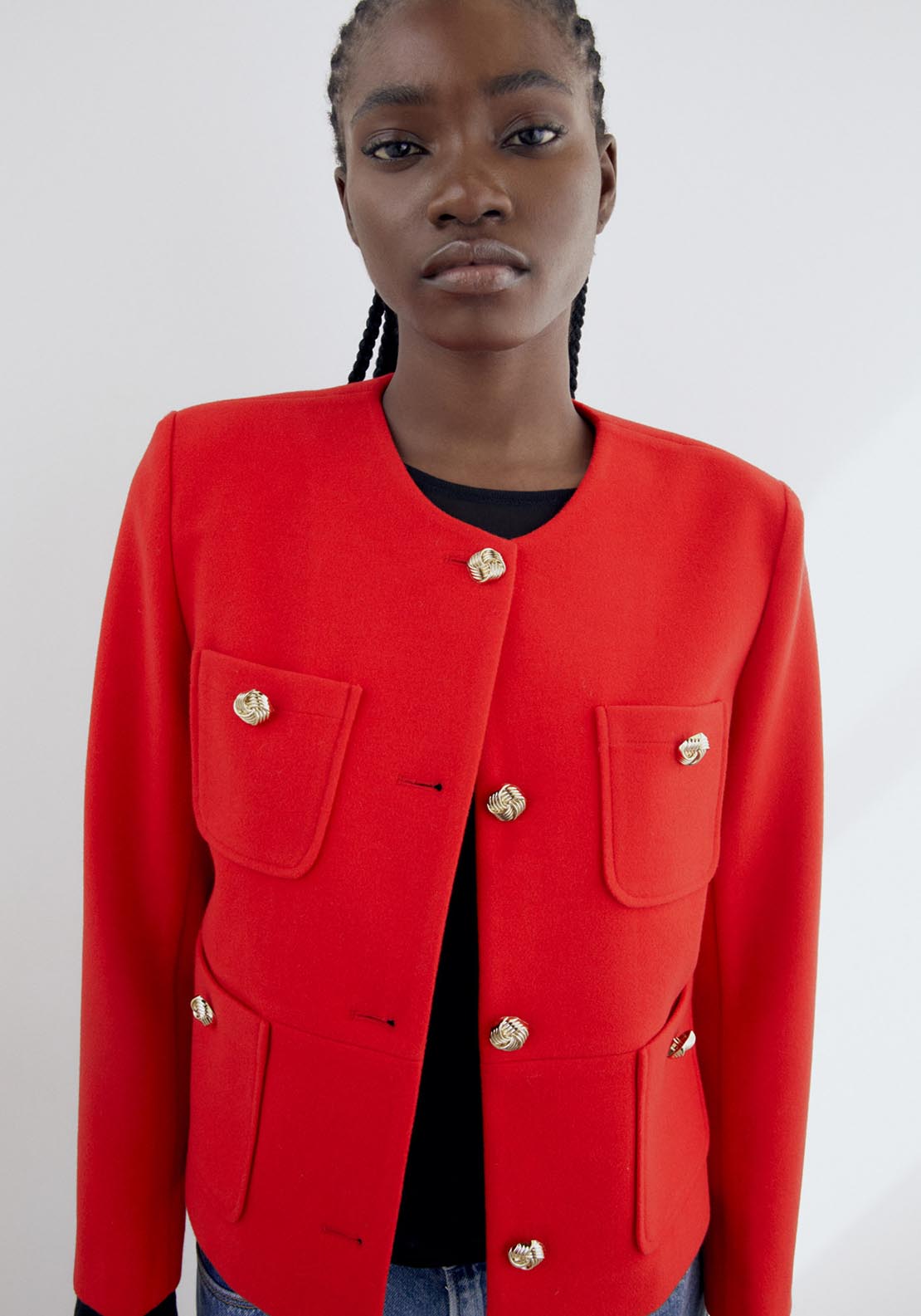 Sfera Buttons soft-touch jacket - Red 4 Shaws Department Stores