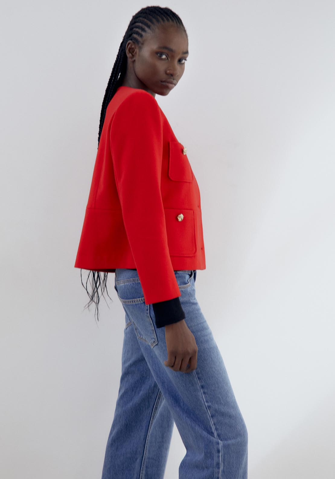 Sfera Buttons soft-touch jacket - Red 3 Shaws Department Stores