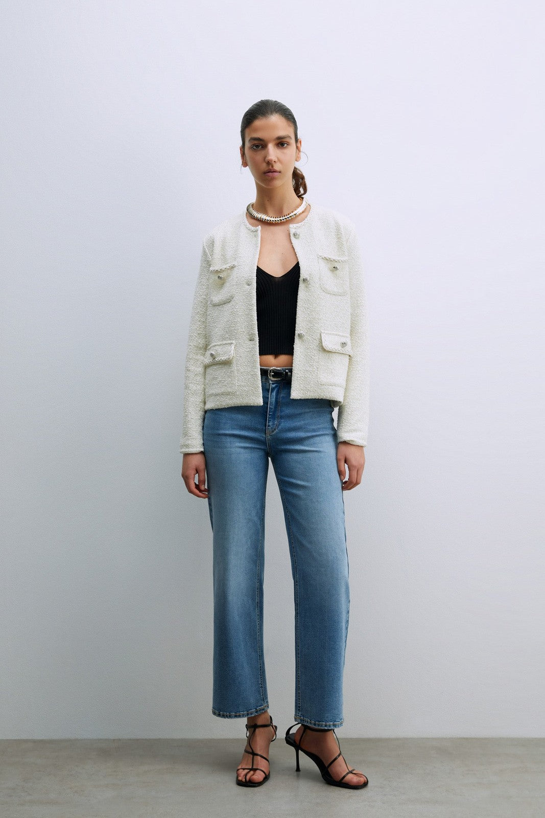 Sfera Buttons jacket - Ecru 2 Shaws Department Stores