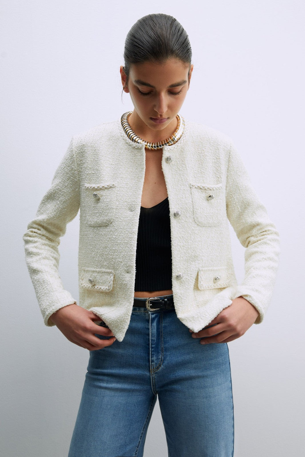 Sfera Buttons jacket - Ecru 1 Shaws Department Stores