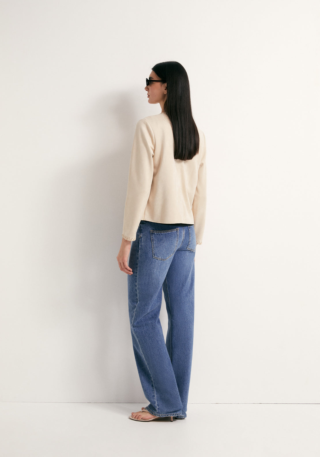 Faux Suede Jacket - Beige