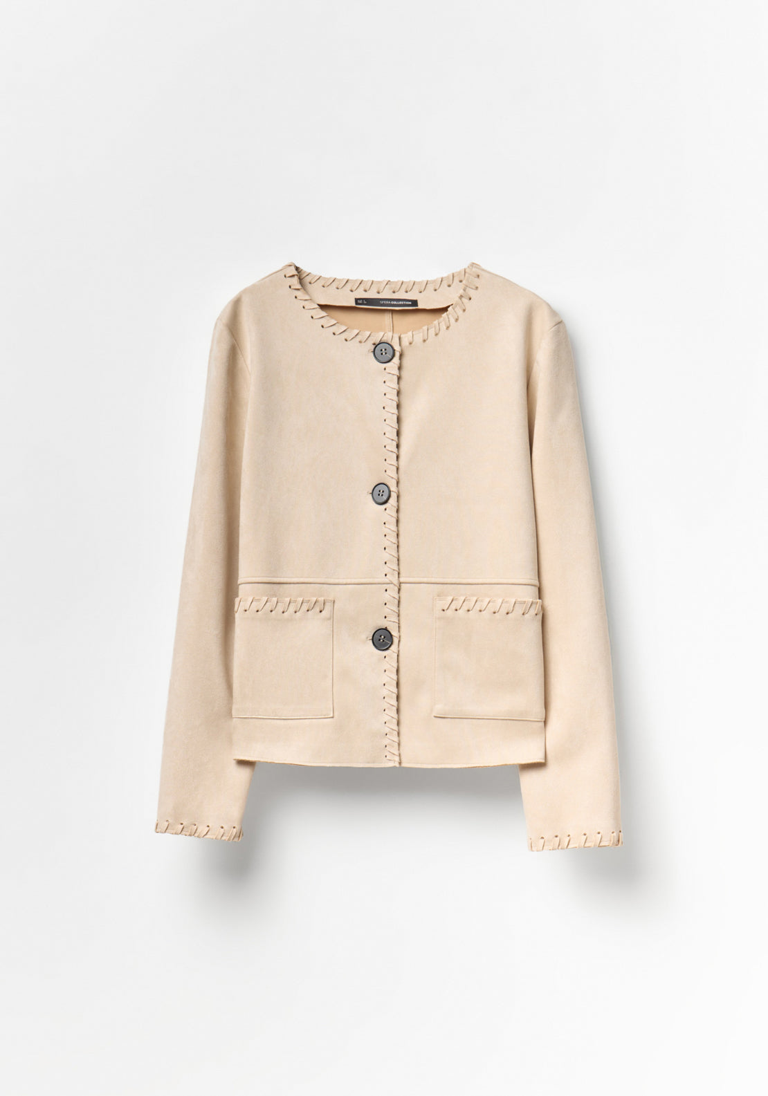 Faux Suede Jacket - Beige