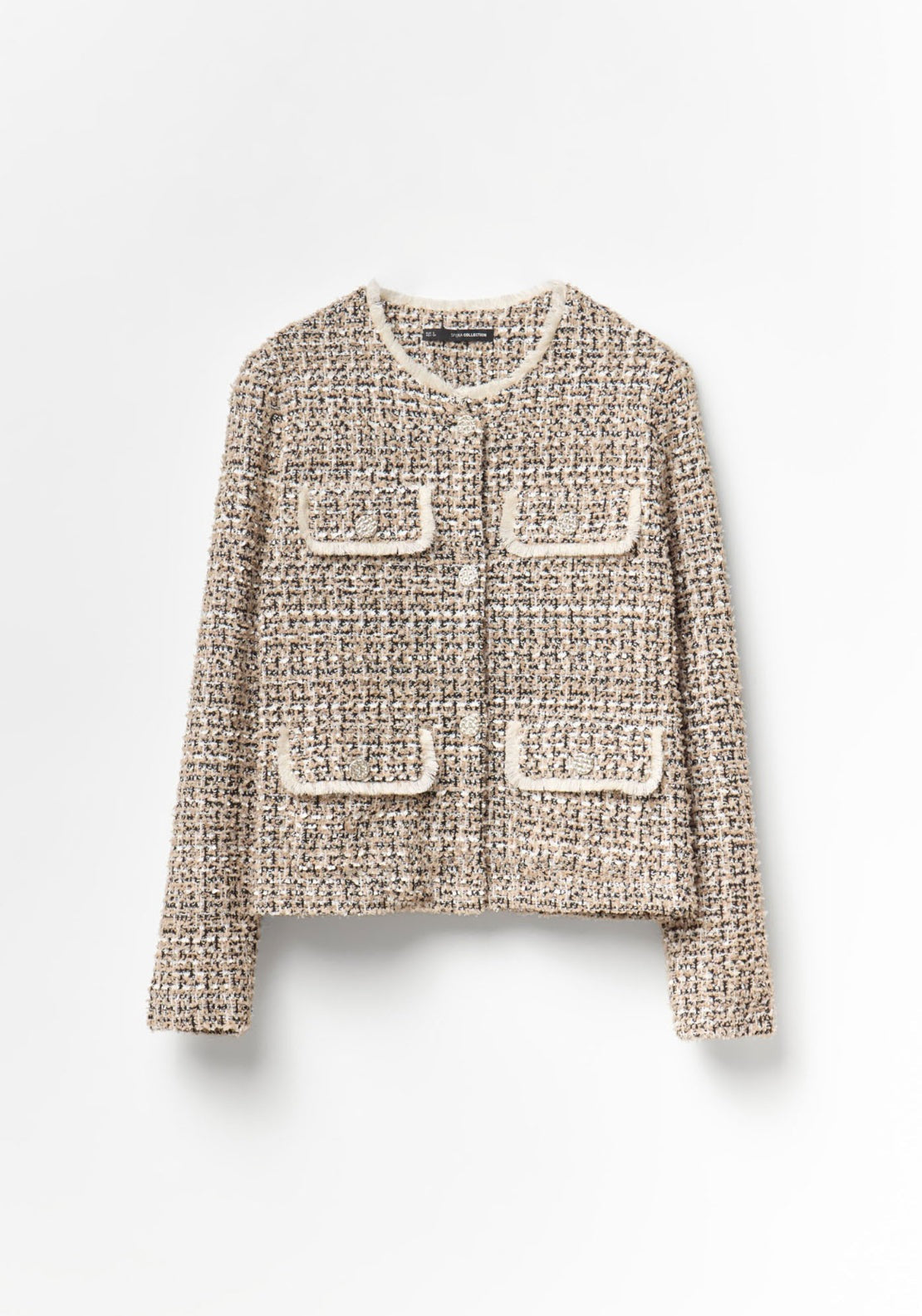 Textured Buttoned Jacket - Brown