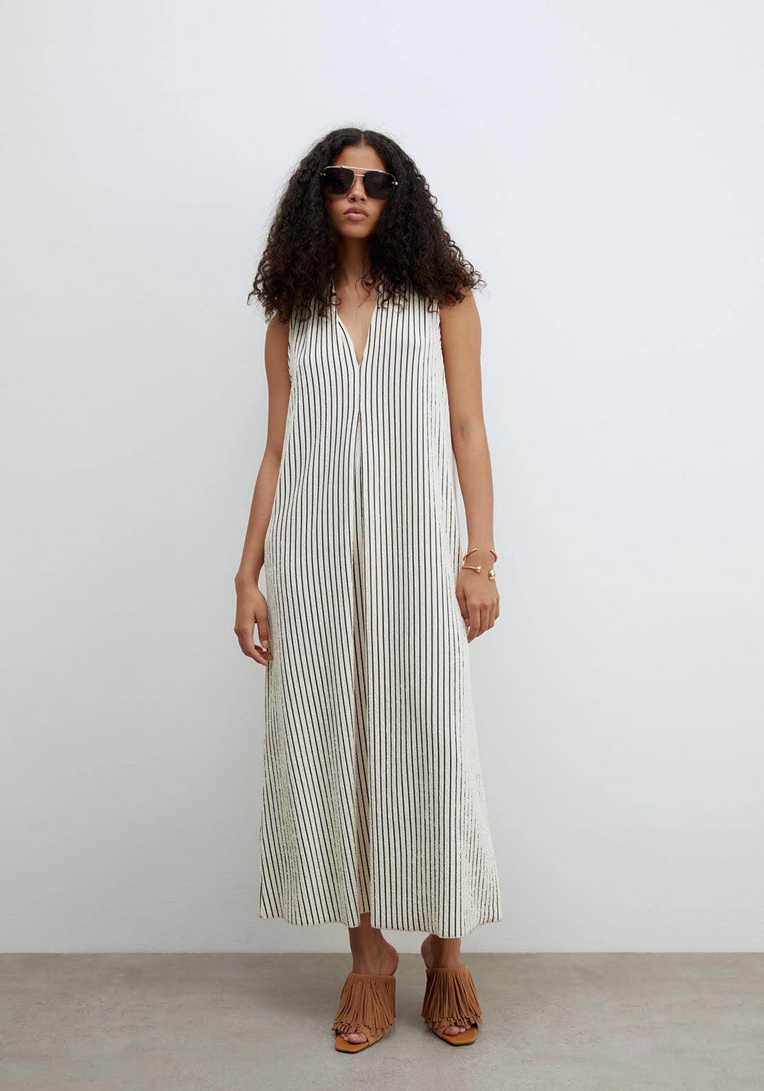 Sfera V Neck Structured Dress - Print Blanc 1 Shaws Department Stores
