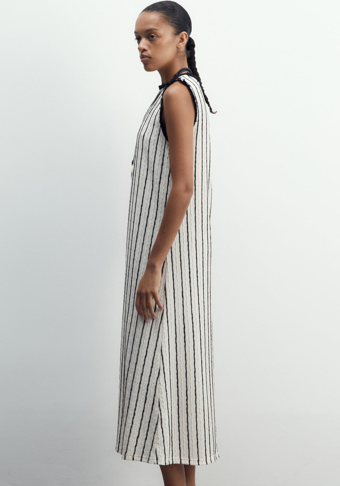 Sfera Fringed Midi Dress - Print Blanc 4 Shaws Department Stores