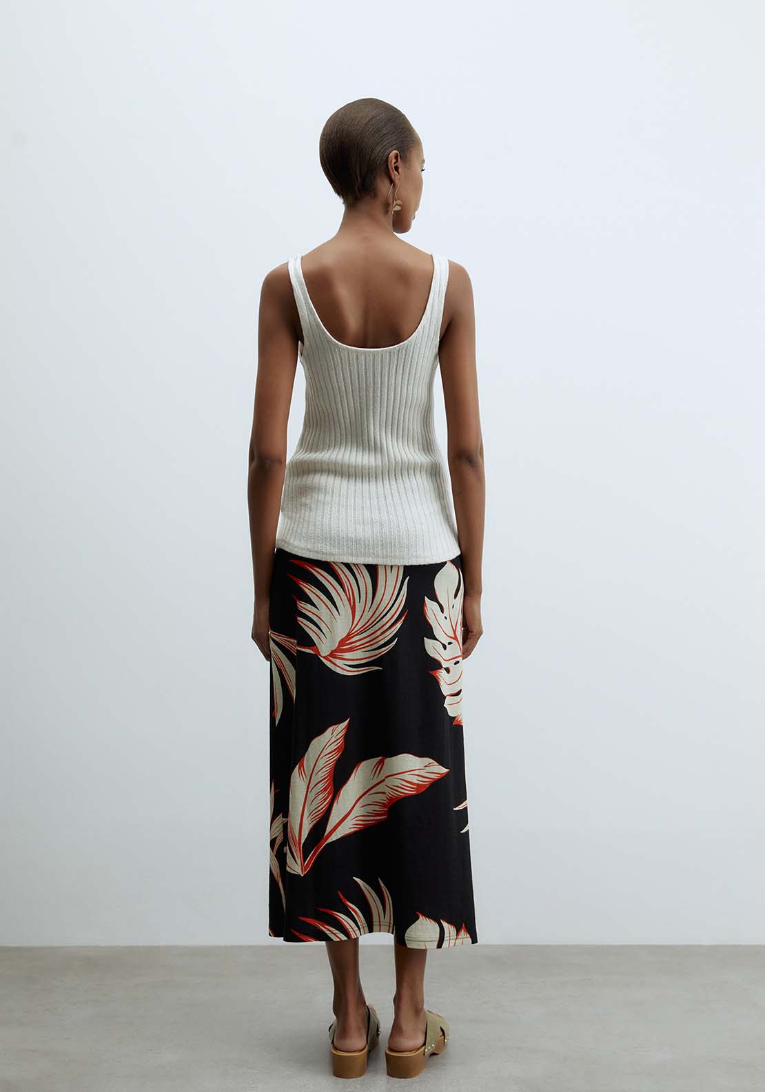 Printed Midi Skirt - Black
