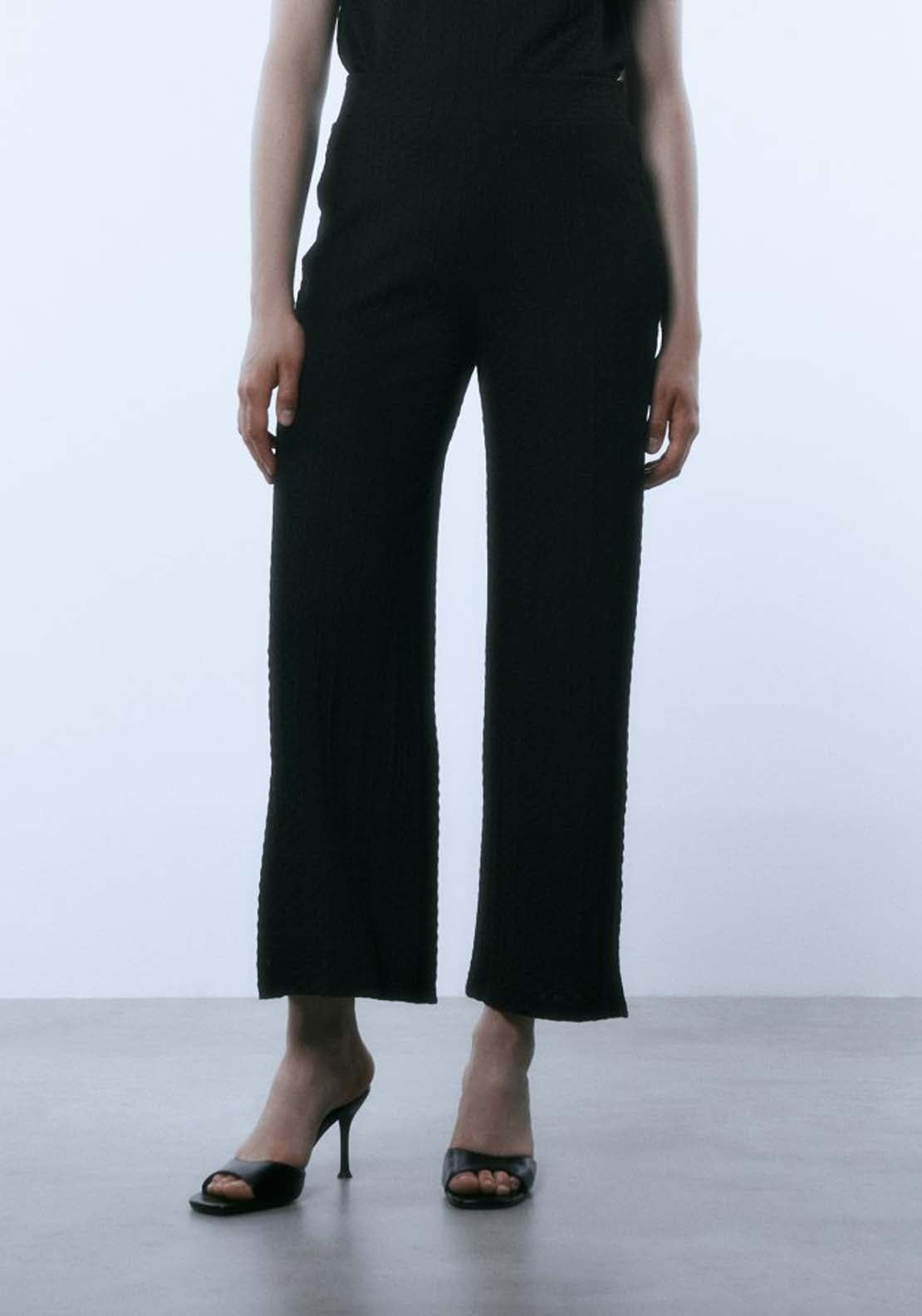 Sfera Zig-zag structured trousers - Black 1 Shaws Department Stores