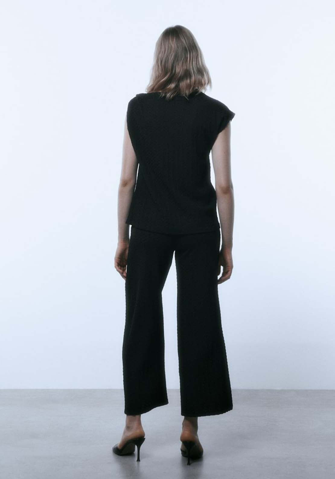 Sfera Zig-zag structured trousers - Black 3 Shaws Department Stores