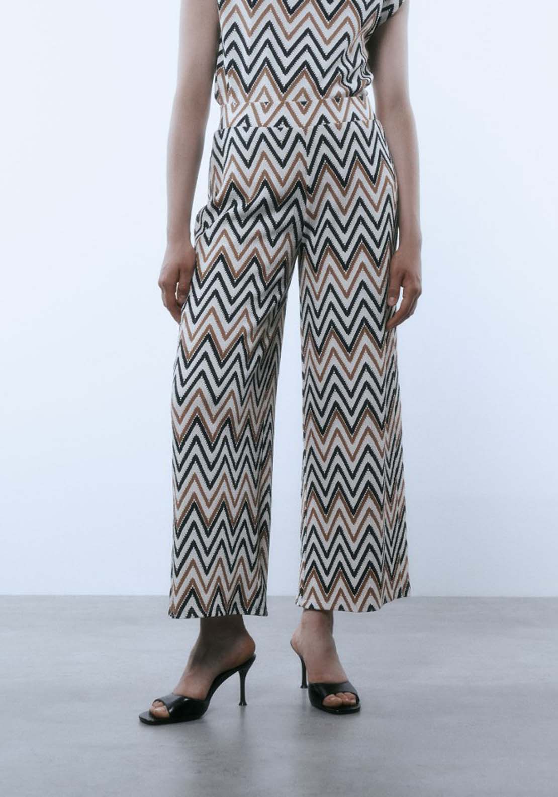 Sfera Zig-zag structured trousers - Yellow 1 Shaws Department Stores