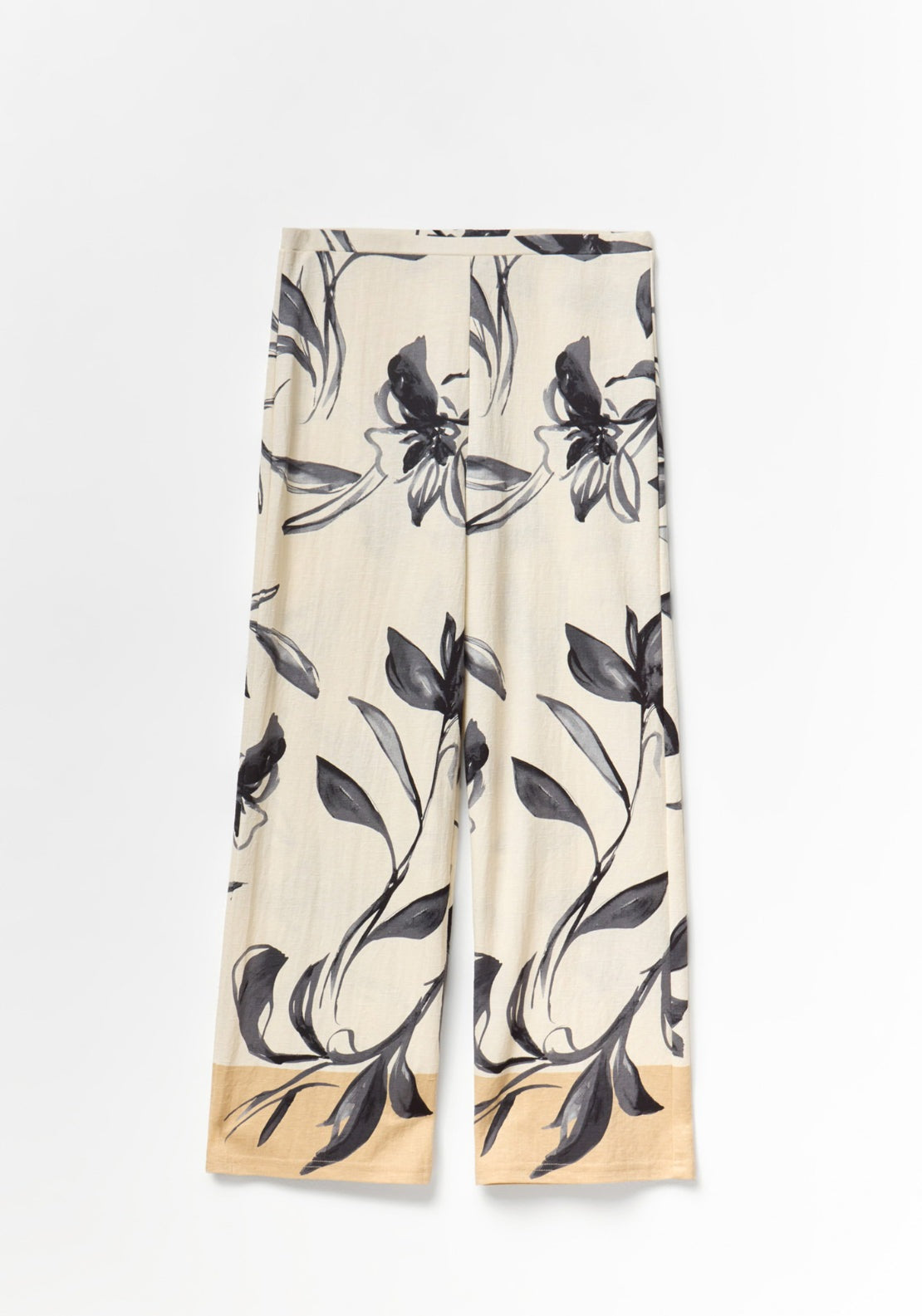 Floral Print Wide Trousers - Black