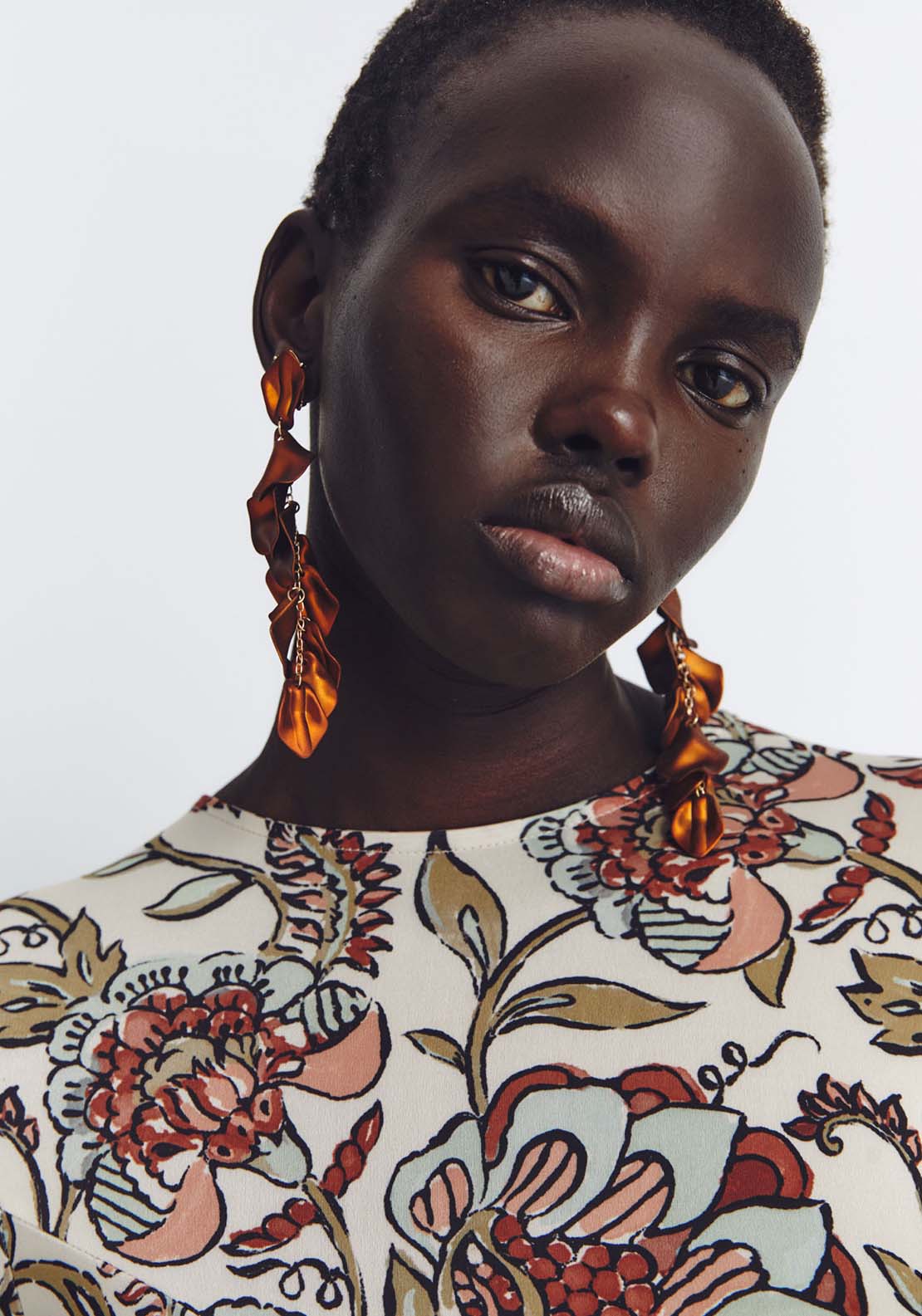 Sfera Knot Printed Dress - Ecru 4 Shaws Department Stores
