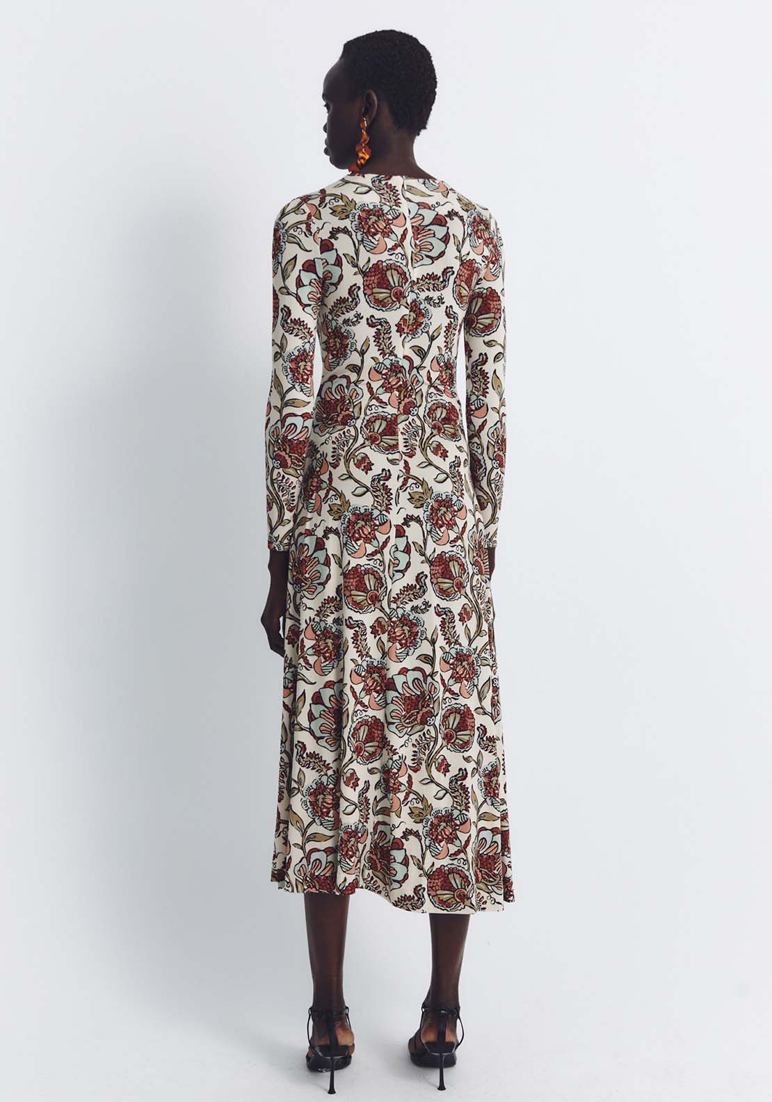 Sfera Knot Printed Dress - Ecru 2 Shaws Department Stores
