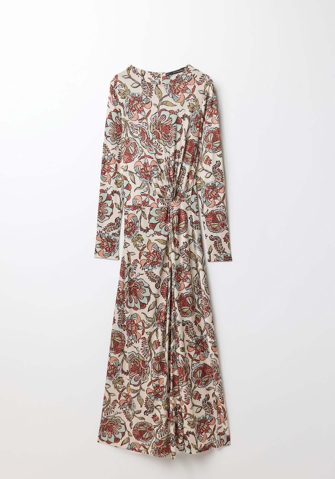 Sfera Knot Printed Dress - Ecru 6 Shaws Department Stores