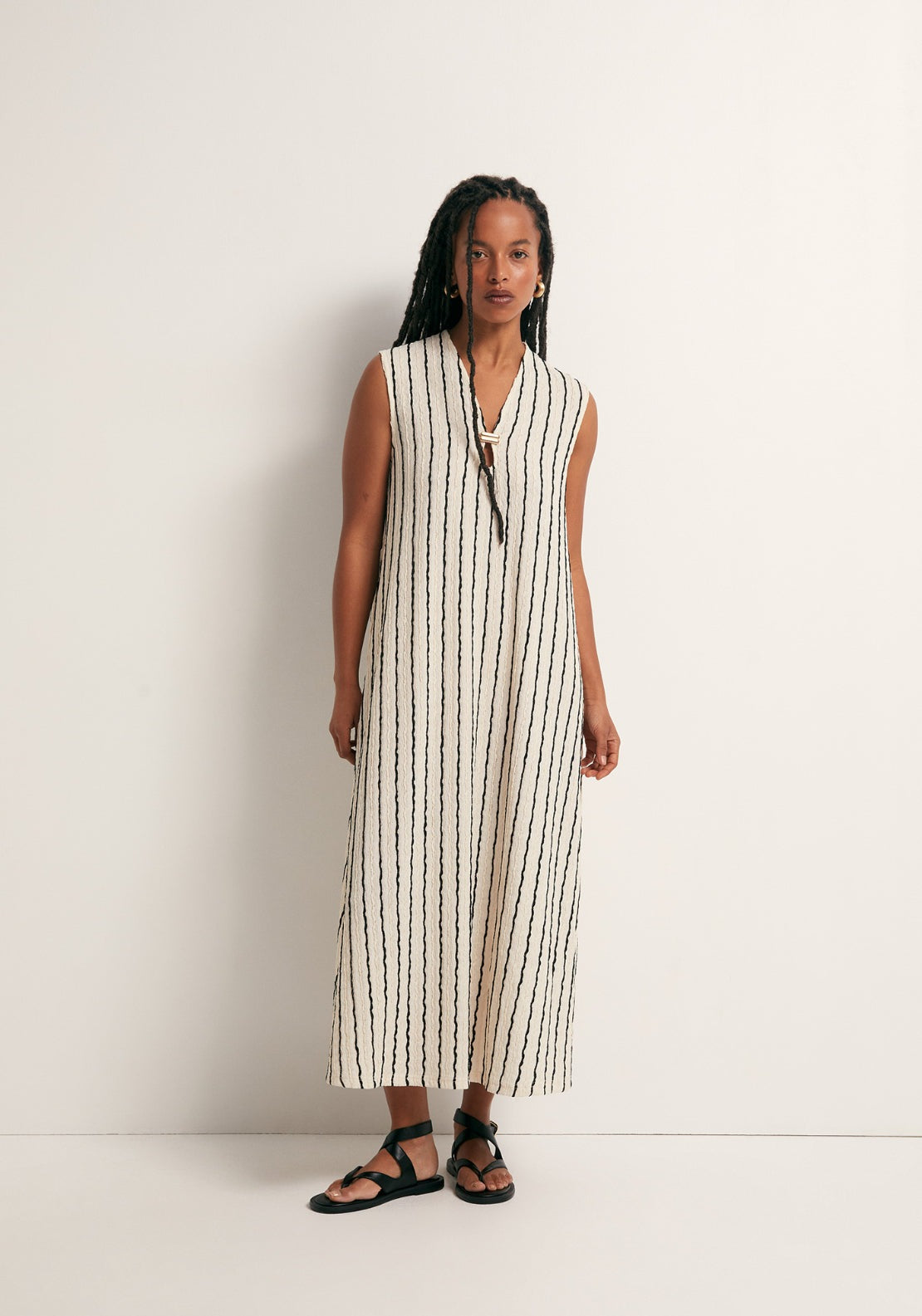 Textured Ornament Dress - White Print