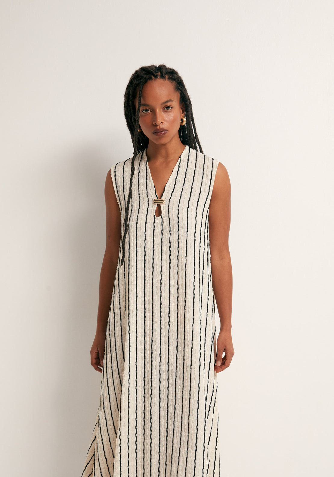 Textured Ornament Dress - White Print