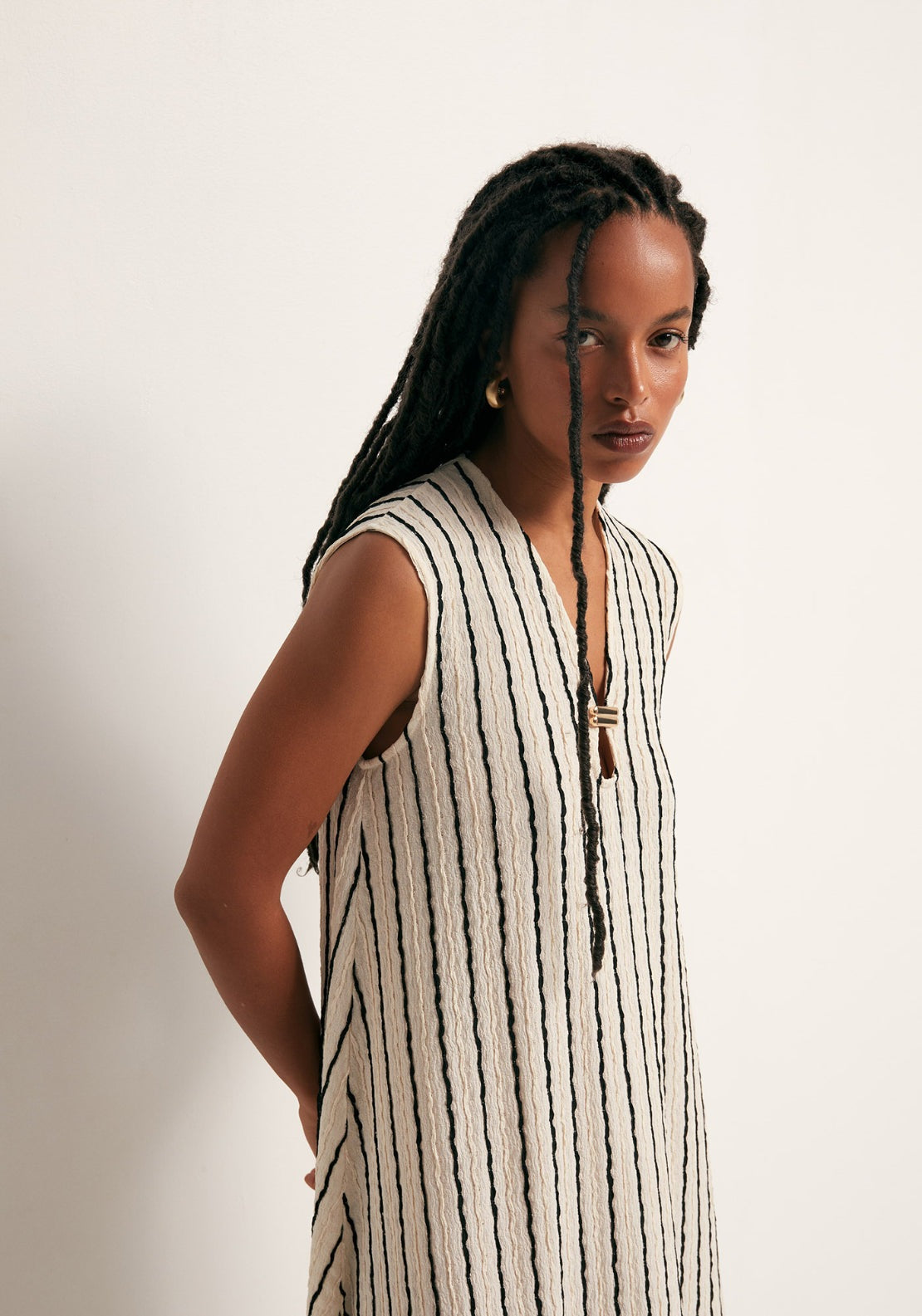 Textured Ornament Dress - White Print