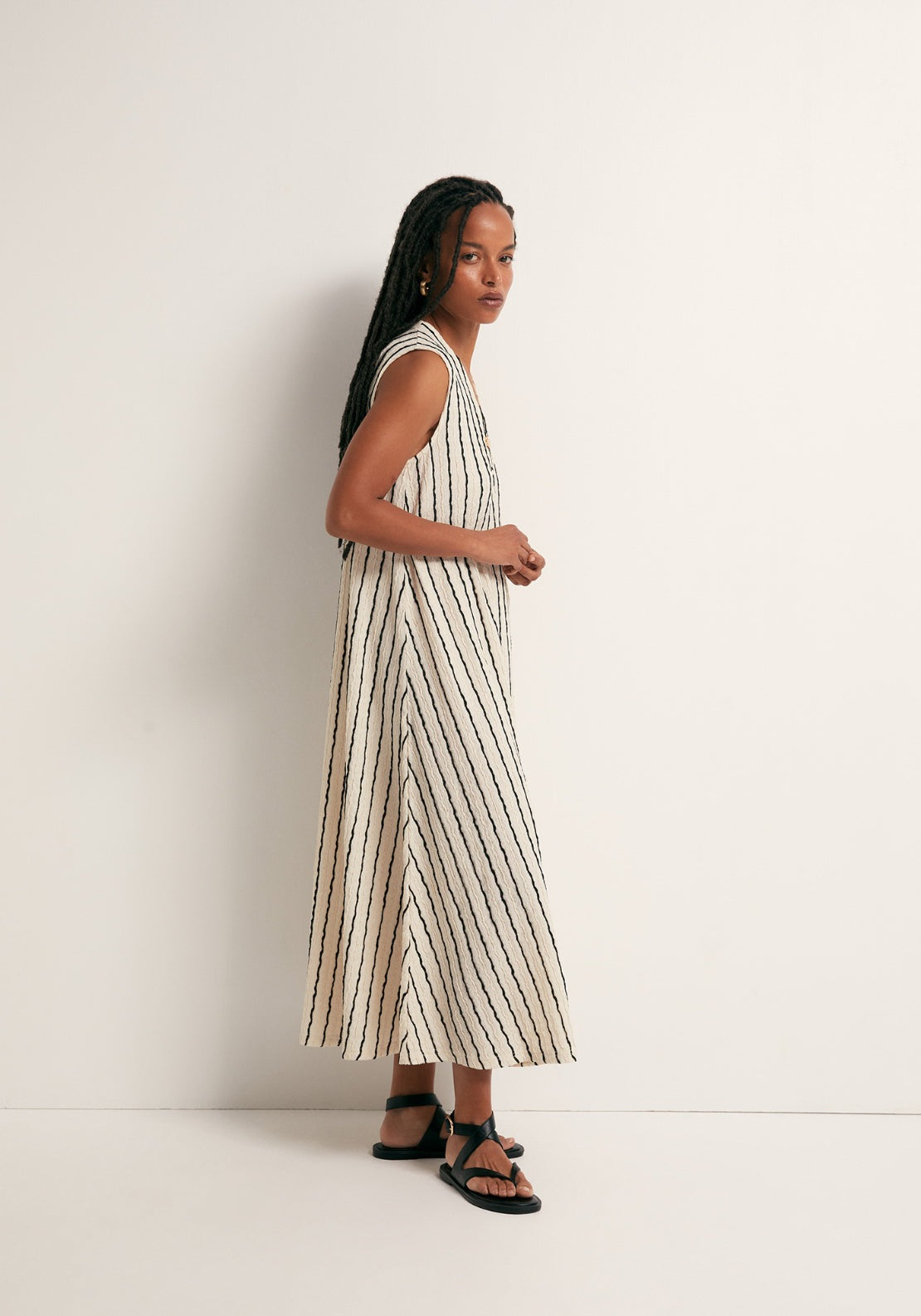 Textured Ornament Dress - White Print