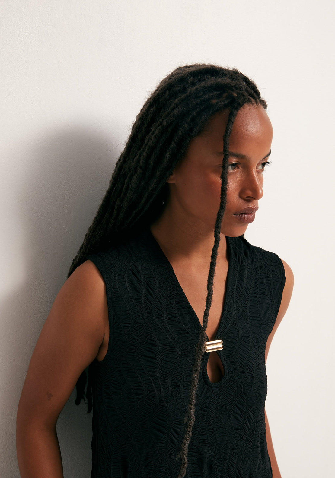 Textured Ornament Dress - Black