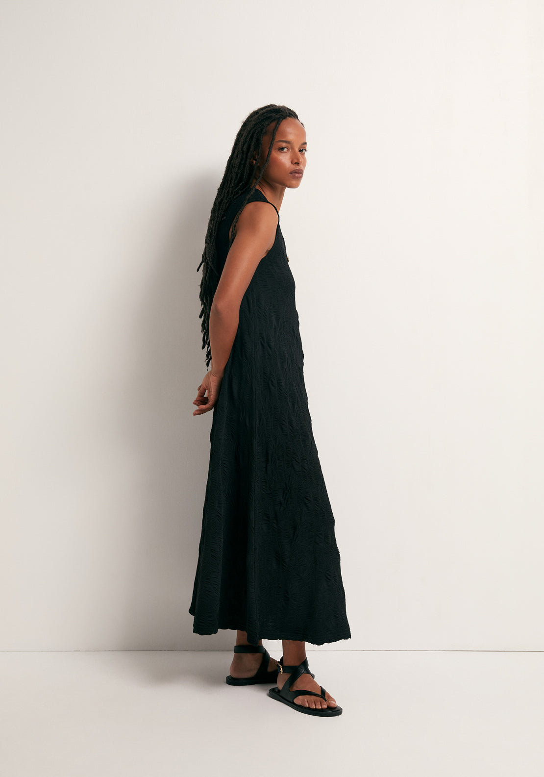 Textured Ornament Dress - Black