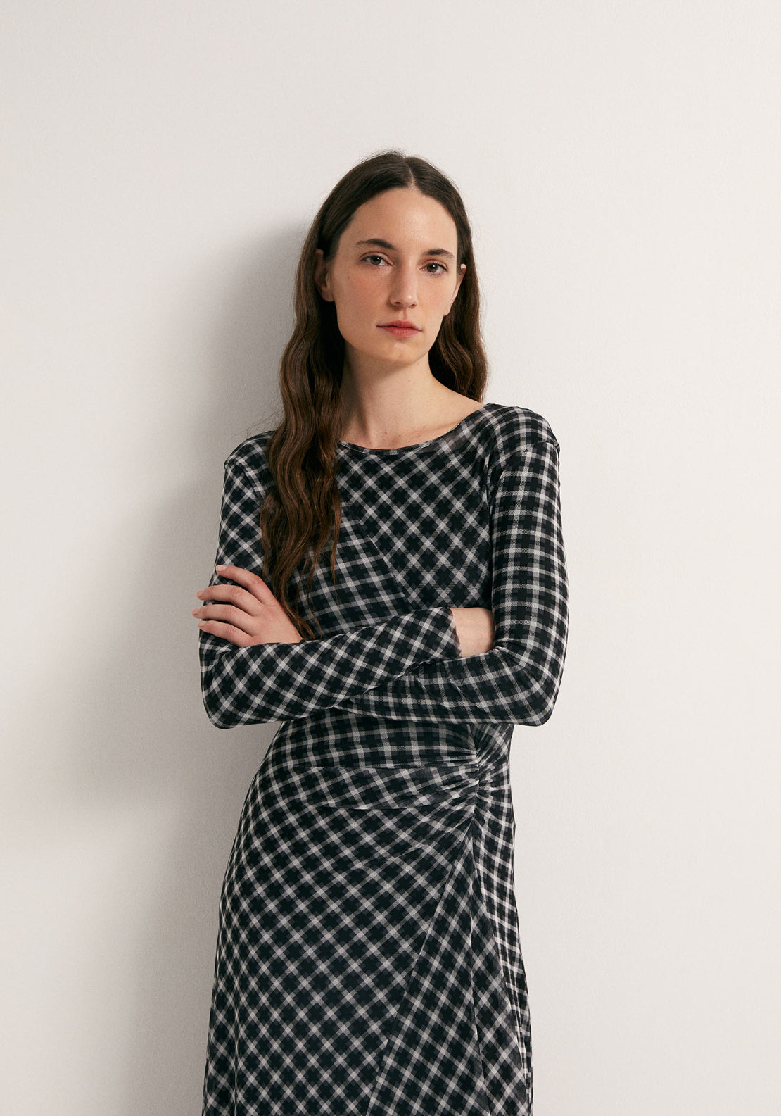Check Tulle Dress - Black