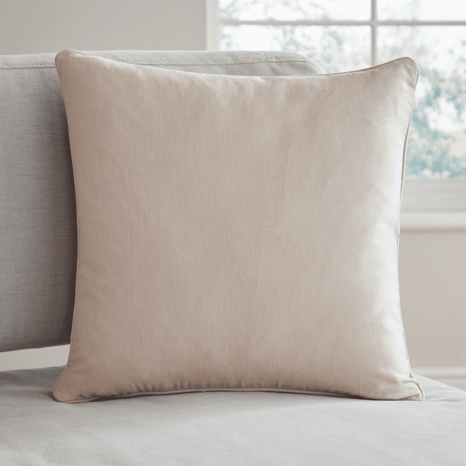 Catherine Lansfield Yarn Dyed 100% Cotton Chambray Cushion Cover - Natural 1 Shaws Department Stores