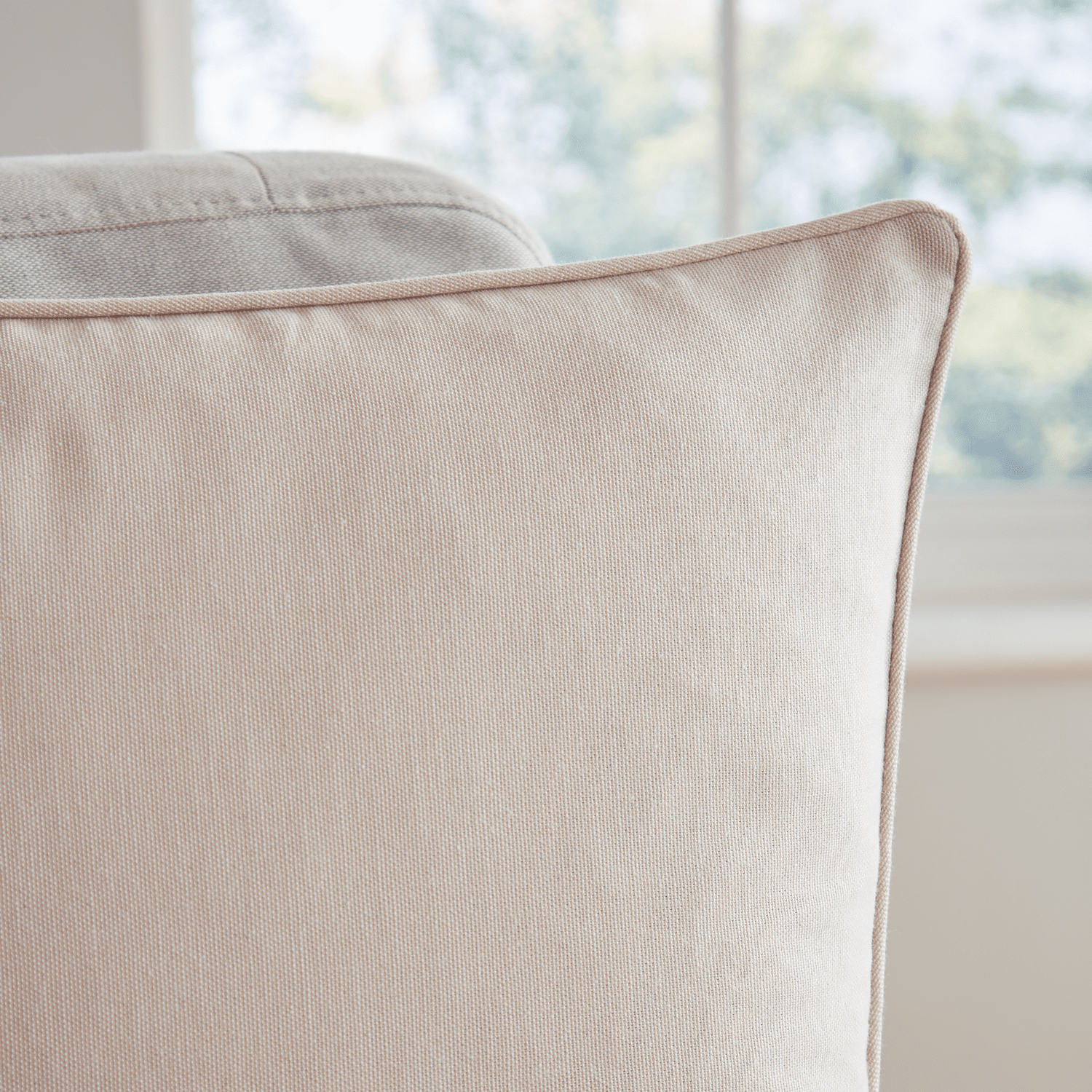 Catherine Lansfield Yarn Dyed 100% Cotton Chambray Cushion Cover - Natural 2 Shaws Department Stores