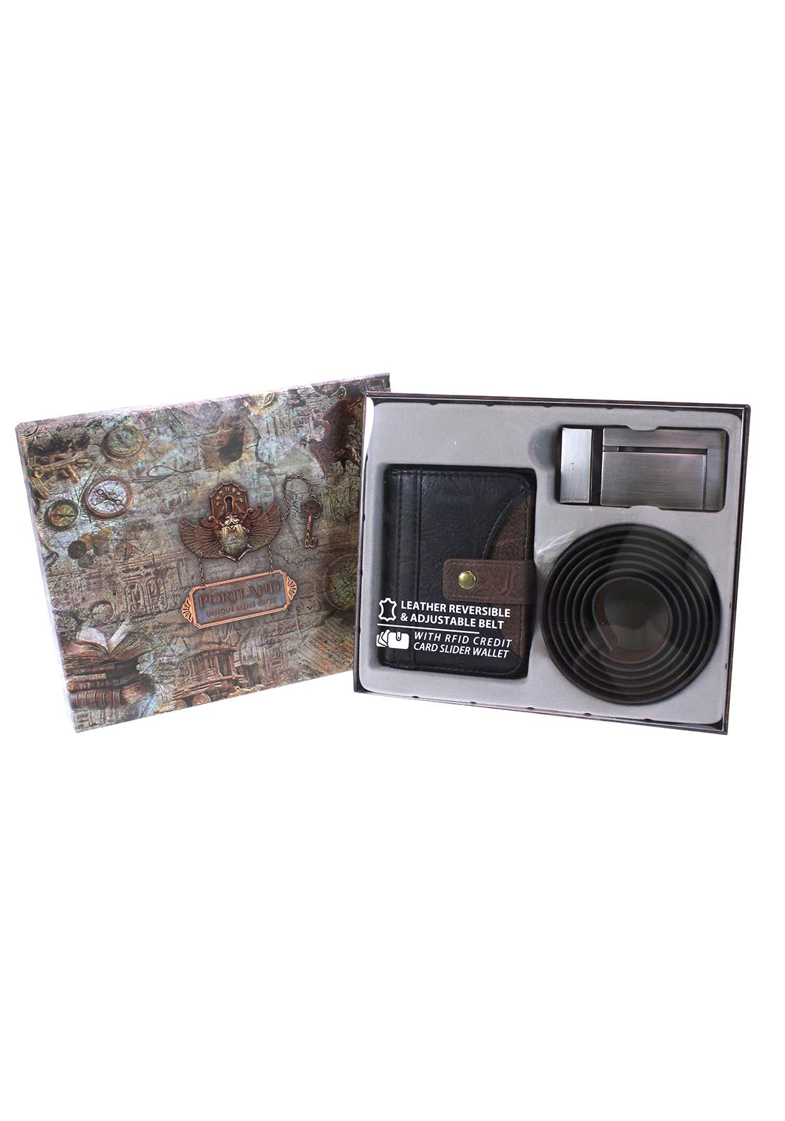 Brandwell Leather Reversible Belt &amp; Card Slider Wallet Set 1 Shaws Department Stores