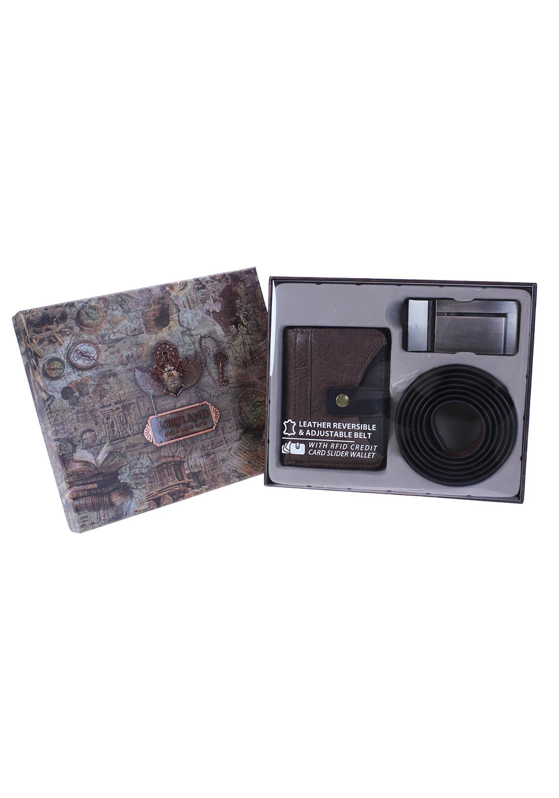 Brandwell Leather Reversible Belt &amp; Card Slider Wallet Set 1 Shaws Department Stores